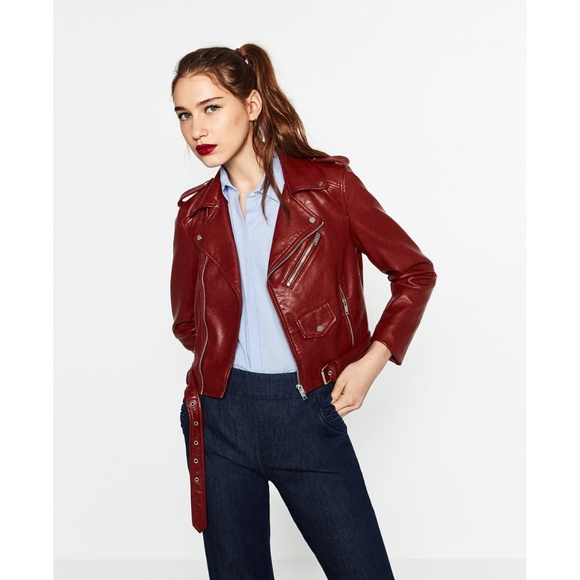 ZARA BASIC Faux Leather Crop Moto Zip Jacket - Picture 2 of 9